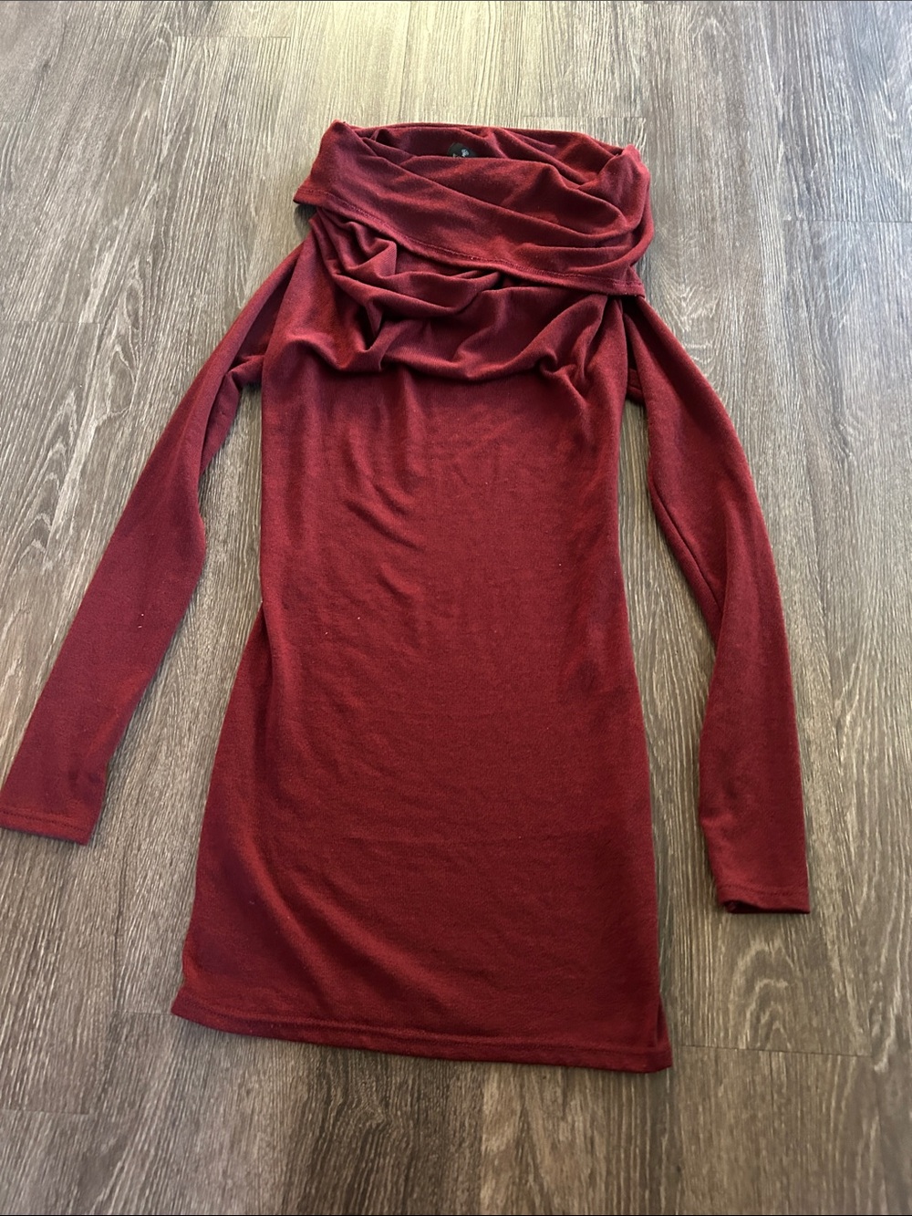 Red Cowl Neck Knit Dress